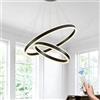 LAMPLAY Lampada A Sospensione Moderna A LED Rotonda, 2 Lampadario Ad Anello Nero, Dimmerabile Con Telecomando 3000K-6000K Lampada Da Soffitto, Altezza Regolabile, Soggiorno Camera Da Letto(Ø40+60cm)