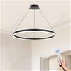 LAMPLAY Lampada A Sospensione Moderna A LED Rotonda, 1 Lampadario Ad Anello Nero, Dimmerabile Con Telecomando 3000K-6000K Lampada Da Soffitto, Altezza Regolabile, Soggiorno Camera Da Letto(Ø60cm)