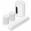 Sonos Pack Beam (Gen 2) + 2x Era 100 SL + Sub mini bianco - Soundbar, Dolby Atmos, Dolby TrueHD, Dolby Digital Plus, AirPlay 2, Bluetooth, Wi-Fi