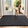 DEXI Zerbino Ingresso 90 x 150 cm, Tappeto Porta Interno Morbide Assorbente, Zerbini Antiscivolo Lavabile in Lavatrice per Ingressi, Cane, Corridoio, Nero-Grigio