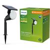 Philips Jivix Paletto Solare per Esterni, 1.4W, Sensore Crepuscolare, 2700K, IP44, Nero