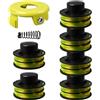JOJOCY RAC118 - Bobina di ricambio per decespugliatore Ryobi RLT3525S, doppia bobina di alimentazione automatica per Ryobi RAC118 RLT3525S, diametro 1,2 mm, lunghezza 8,4 m (6 bobine +1 tappo+1 molla)