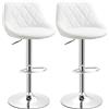 HOMCOM Set 2 Sgabelli da Cucina Moderni con Schienale Poggiapiedi Altezza Regolabile in Similpelle, Sgabelli Cucina Design, Bianco | Aosom Italy