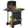Outsunny Barbecue a Gas con 3 Bruciatori Indipendenti e Coperchio con Termometro, 108x54x97 cm, Nero