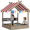 Outsunny Sabbiera con tettuccio, con set di giochi, in legno massello trattato, 124 x 116 x 146 cm, Grigio | Aosom Italy