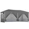 Outsunny Gazebo Pieghevole 3x6m Pop Up con 6 Pareti Laterali, Gazebo da Giardino Altezza Regolabile con Sacchi di Sabbia, Borsa a Ruote, UV50+ per Esterno Feste, Grigio Scuro | Aosom Italy