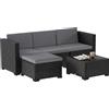 Outsunny Set da Giardino 5 pz Modulare con Poggiapiedi e Tavolino, in Rattan PE Grigio | Aosom Italy