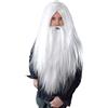 Bristol Novelty - Parrucca e barba lunga finta da mago, di colore bianco e taglia unica, codice prodotto BW660