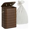 Relaxdays portabiancheria con coperchio, bambù, 80 l, pieghevole, HxLxP: 60 x 40 x 30 cm, marrone scuro