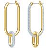 Swarovski Orecchini a cerchio Time, Design asimmetrico, Bianchi, Mix di finiture