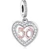 Mon & Sons Charm in argento Sterling 925, compatibile con bracciali Pandora Charm Moments 13, 18, 21, 30, 40, 50, 60, 70 e 80 anni, compleanno, anniversario, oro rosa, 1 cm x 1 cm x 0.3 cm, Metallo