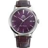 Orient Classic Bambino Classic - Orologio Uomo Automatico E A Carica Manuale Meccanico Classico Cinturino In Pelle Marrone Cassa In Acciaio Inox Quadrante Analogico Viola - RA-AC0032V