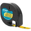 DYMO Nastro Originale PLASTICA Nero su Giallo (S0721620, 91202) (12 mm X 4 m) DYMO LetraTAG
