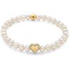 Miluna - Bracciale di Perle Oriente con Elastico e Cuore in Argento Dorato PBR3505G