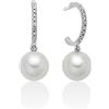 Miluna - Orecchini a Cerchio con Perla Oriente Pendente in Oro Bianco 375 PER2726X