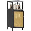 HITNET Mobiletto Bagno Rattan Piccolo, Armadietto Bagno da Terra, Bambu Mobile Basso a Pavimento con Porta Singola e Scomparto Aperto, per spazi piccoli, Nero
