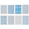 BENECREAT 8 Stili Ceramica Ceramica Argilla Carta Trasferimento, Decalcomanie per Trasferimenti sotto Smalto con Motivo in Porcellana da 53x38cm per Smalto per Ceramica, Blu e Bianco