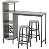 HOMCOM Set tavolo da pranzo alto con 2 sedie da bar, con ripiani e portabottiglie, Legno naturale | Aosom Italy