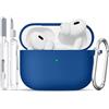 TNSNK for AirPods Pro 2nd/1st Case, Silicone Shockproof Protection Case with Clean Kit & Keychain, Support Wireless Charging - Navy Blue