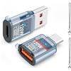 leizhan 120W USB a C Adapter (2 Pack), ricarica veloce, connessione cuffie e trasferimento dati 3-in-1 USB-A a C Type OTG-Trasparente