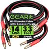 GearIT Cavo altoparlante da 14 AWG con connettori a banana (confezione da 2, 3,3 piedi - 1 metro), calibro 14 Ga per audio surround HiFi bi-Wire Bi-Amp HiFi - 99,9% rame OFC, punte placcate in oro,