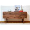PIB Credenza in noce, stile scandinavo, 160x45x80cm, design moderno art déco, linee dritte e curve, finitura opaca