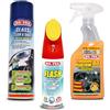Ma-Fra Kit Pulizia Interni e Vetri, Flash Pulitore a Secco 400 ml + Glass Clean & Shine 500 ml + Trattamento 3in1 Plastiche 500 ml, Odor Stop, Anti UV, No Aloni, Ideale per Sedili, Cruscotti e Vetri