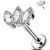 Agrewd Orecchino a perno in titanio G23 per piercing al trago, 16 G, per cartilagine in avanti, a perno, a conchiglia, labbro, con retro piatto, filettati internamente, gioielli per elica, 8 mm, da