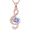 LONAGO Ciondolo in argento Sterling 925 placcato oro rosa con simbolo musicale con cristallo blu
