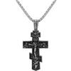 OIDEA Collana con croce ortodossa per uomo e donna: collana con ciondolo a forma di croce bizantina in stile retrò, in acciaio inossidabile, gioiello cristiano, lunghezza della catena: 55,9 cm,