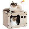 PETEPELA Tiragraffi Strappano per Gatti in Cartone Ondulato 2 in 1, con Molla, Giocattolo per Topi per Interni, 40 x 30 x 30 cm