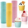 XIANGLONGY 150 Pirottini Muffin in Carta | Pirottini per Cupcake a Pois Colorati | Dimensioni 6 × 5 × 4,7 cm | 3 Colori Blu Rosa Giallo | Resistenti al Calore, Antiaderenti