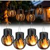 PLLYPE Lampade solari da giardino per esterni, 4 pezzi, a forma di fiamma solare, impermeabile, per esterni, per balcone, terrazza, decorazione da giardino [classe energetica A+++]
