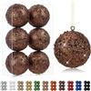 Oairse Palline di Natale grandi, 10 cm, 6 pezzi, infrangibili, in bronzo, per albero di Natale, glitter, decorazioni per albero di Natale, Halloween, vacanze, matrimoni, feste