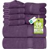 Utopia Towels, Set Di Asciugamani Da 8 pezzi, 2 Asciugamani Da Bagno, 2 Asciugamani a Mano e 4 Panni Da Lavare, Altamente Assorbente Per Bagno, Palestra, Hotel e Spa (Prugna)
