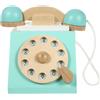 TOYANDONA Telefono fisso in legno giocattolo per bambini casa gioco antico telefono giocattolo per i più piccoli fingere telefoni blu, medio