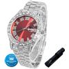 Halukakah Orologio con Diamanti in Oro per Ragazzi,Adolescenti,Bambini - Placcato in Platino,Quadrante Rosso 42mm,Quarzo Giapponese - Lunghezza 20cm,con Strumento di Regolazione - per Compleanni,Feste