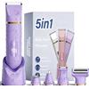 XkuiHF Trimmer for Woman (Lila) XkuiHF 5 in 1 Rasoiere elettrica per donna, tagliauova per donna, rasoi per donna, taglia capelli intimo impermeabile per corpo e viso, rasoi elettrici, tronchesine (Viola)
