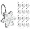 Sunlit Christmas Shower Curtain Hooks Silver Snowflakes Shower Curtain Rings, Resin, White Christmas Decor, Winter Bathroom Decoration - 12 Pack