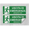Generico KIT 2 ADESIVI USCITA DI EMERGENZA 10X30CM NEGOZIO azienda segnaletici segnali porta COD210