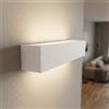 Applique da Parete 2xE14 Rettangolare 36cm in Gesso Pitturabile