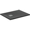 Ideal Standard - Ultra Flat S+, Piatto doccia rettangolare ultrasottile in resina effetto pietra, 90x70cm, Ideal Solid, Scarico lato corto, Nero