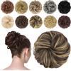 FESHFEN Chignon Finto per Capelli, Coda Chignon Capelli Extension Finti con Elastico Sintetica Ondulato Naturale Posticci per Capelli per Donne, 42g Castano Scuro e Biondo Champagne