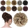 FESHFEN Chignon Finto per Capelli, Elastico Chignon Finti Sintetica Ondulato Capelli Naturale Riccio Coda di Cavallo Punte biondo misto e biondo cenere Posticci per Capelli Spessi Updo per Donne, 42g
