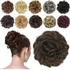 FESHFEN Chignon Finto per Capelli, Elastico Chignon Finti Sintetica Ondulato Capelli Naturale Riccio Coda di Cavallo Posticci per capelli Spessi Updo per Donne, 42g Marrone Cenere Medio