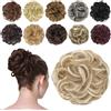 FESHFEN Chignon Finto per Capelli, Biondo Coda Chignon Capelli Extension Finti con Elastico Sintetica Ondulato Naturale Posticci per Capelli Spessi Updo per Donne, 42g Riflessi Biondo
