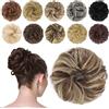 FESHFEN Chignon Finto per Capelli, Coda Chignon Capelli Extension Finti con Elastico Sintetica Ondulato Naturale Posticci per Capelli per Donne, 42g Castano Rame e Biondo Beige
