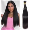 Weeybay Straight Human Hair Bundles Capelli Veri Tessitura Natural Black #1B Color Capelli Naturali Umani Donna Human Hair Single Extensions Double Weft Weave 50g/Piece 34 Inch