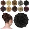FESHFEN Chignon Finto per Capelli, Elastico Chignon Finti Sintetica Ondulato Capelli Naturale Riccio Coda di Cavallo Posticci per Capelli Spessi Updo per Donne, 42g Marrone Scuro