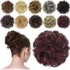 FESHFEN Chignon Finto per Capelli, Coda Chignon Capelli Extension Finti con Elastico Sintetica Ondulato Naturale Posticci per Capelli Spessi Updo per Donne, 42g Rosso Vino